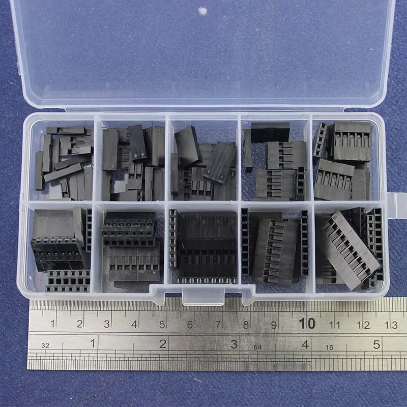 100 шт. набор Dupont с коробкой 1P/2P/3P/4P/5P/6P/7P/8P/9P/ 10 контактов соединителей для