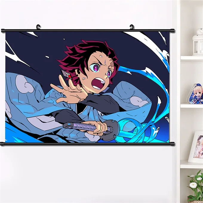 D Аниме Demon Slayer: Kimetsu no Yaiba Agatsuma Zenitsu настенный Свиток Плакат манга настенные подвесные плакаты украшение дома подарок 40*60 см - Цвет: D