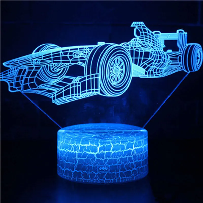 Мультяшная Автомобильная тема 3D лампа светодиодный светильник 7 цветов смены