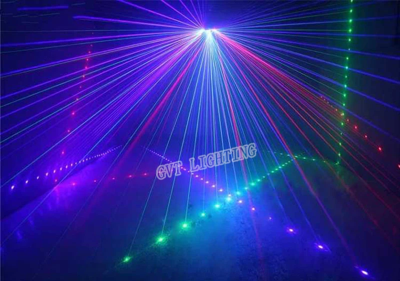 DMX 512 Fan-shaped шестиглазый сканирующий RGB лазерный светильник для DJ дискотека клуба сцены события шоу вечерние светильник с контролем звука