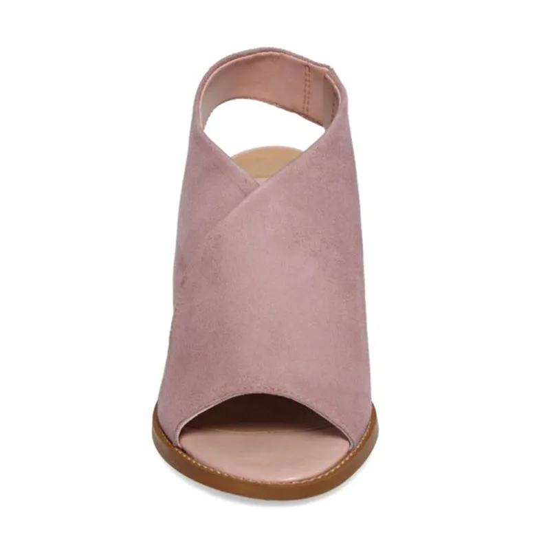 

Ankle Strap Sandals Woman Shoes Flock Casual Cross-tied High Square Heel Summer 2021 Woman Shoes Elegant Large Size 4-16 FSJ