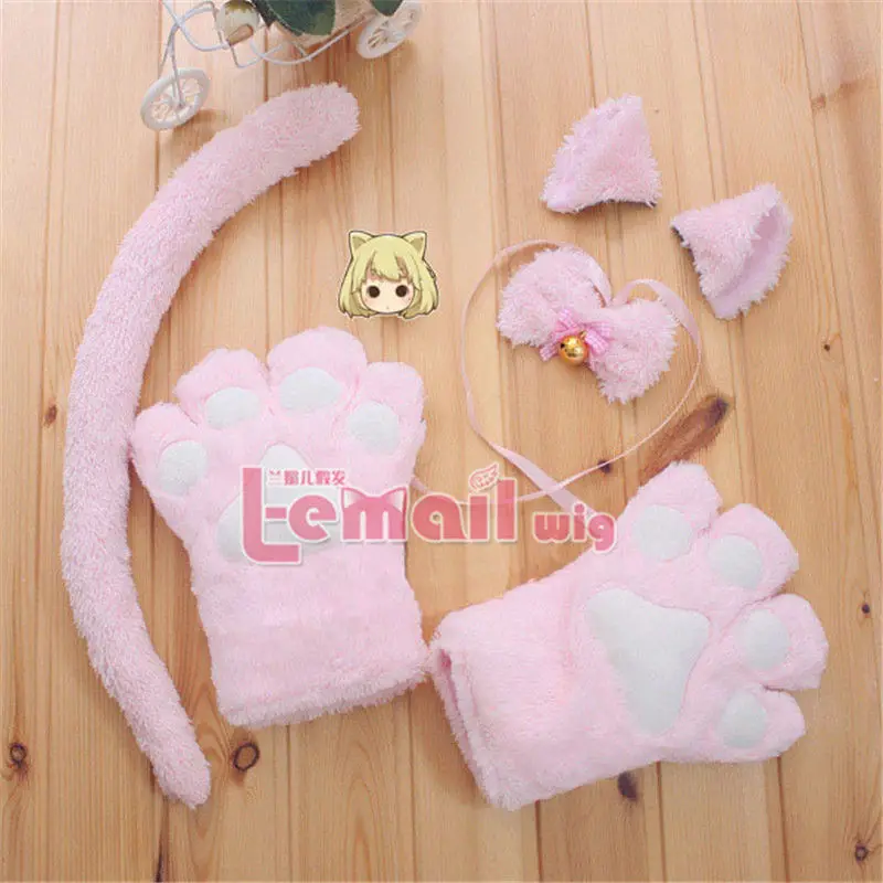Сексуальный флутти Кот Горничная Косплей Neko костюм аниме плюшевые перчатки лапы