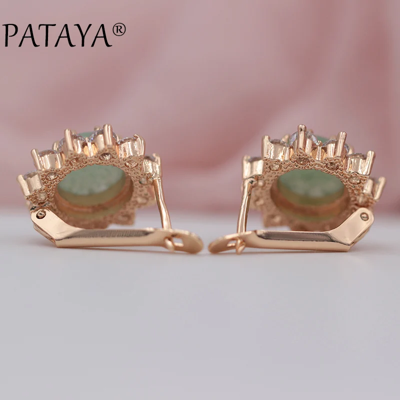PATAYA, новинка 585, женские Роскошные вечерние свадебные ювелирные изделия из розового золота, подсолнечник, оникс, натуральный камень, капли воды, кубический цирконий, большие серьги