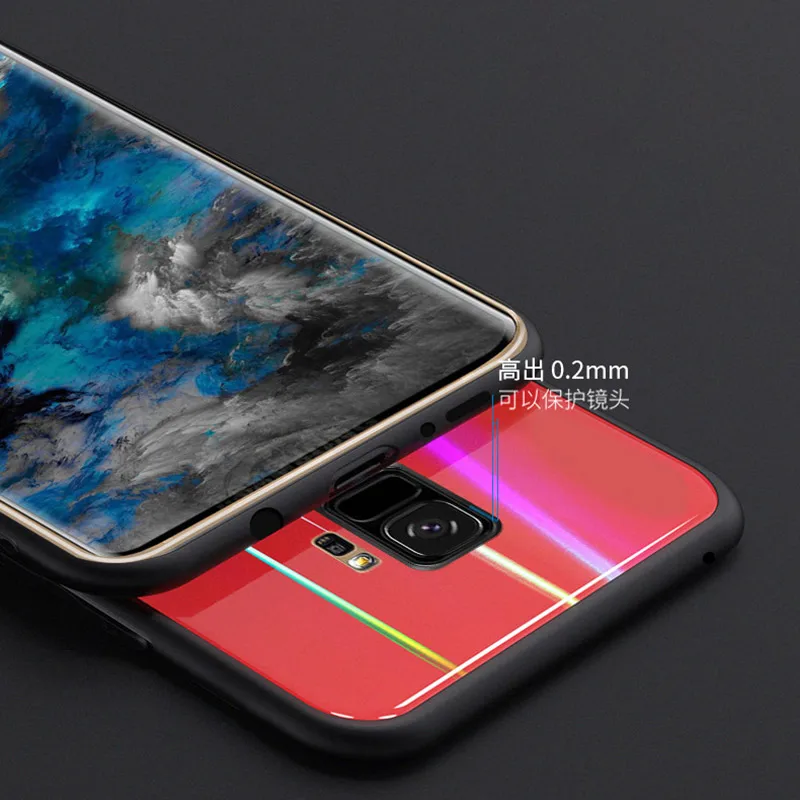Градиентный чехол BFOLLOW Aurora для samsung Galaxy S9 Plus S8 Note 9 8, жесткая задняя панель из закаленного стекла+ мягкий чехол из ТПУ