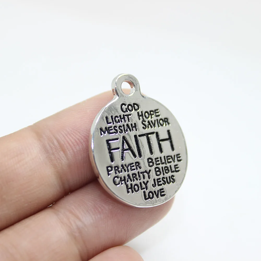 8 шт.-22 мм подвеска с надписью Faith покрытием из сплава высокого качества белая k