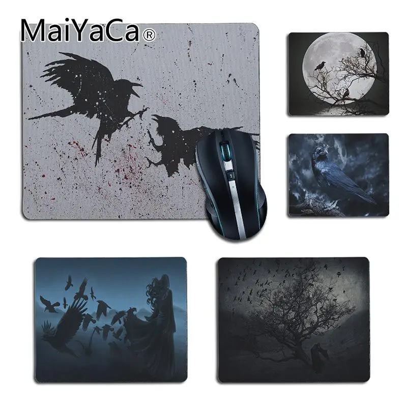 Коврик для мыши MaiYaCa с черепом и вороном удобный маленький коврик игровой