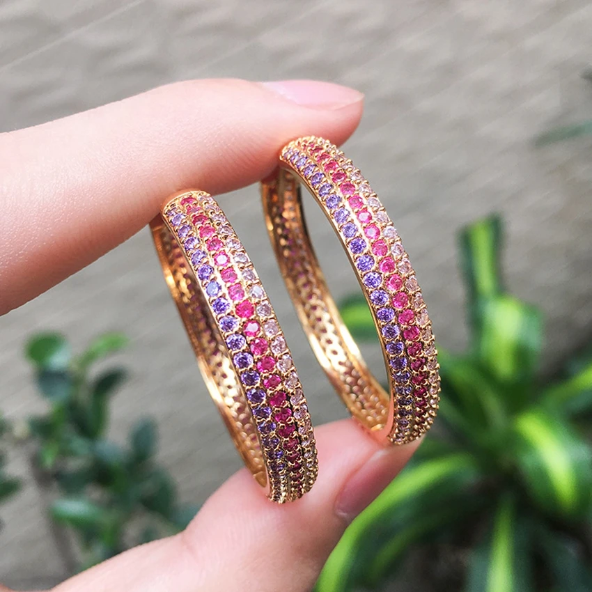 Женские серьги кольца с фианитом в европейском стиле класса ААА большие круглые