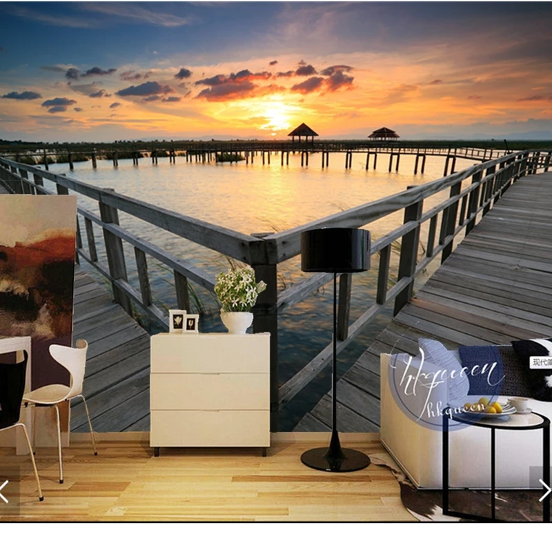 Пользовательские обои с природными пейзажами вид на море восхода солнца 3D