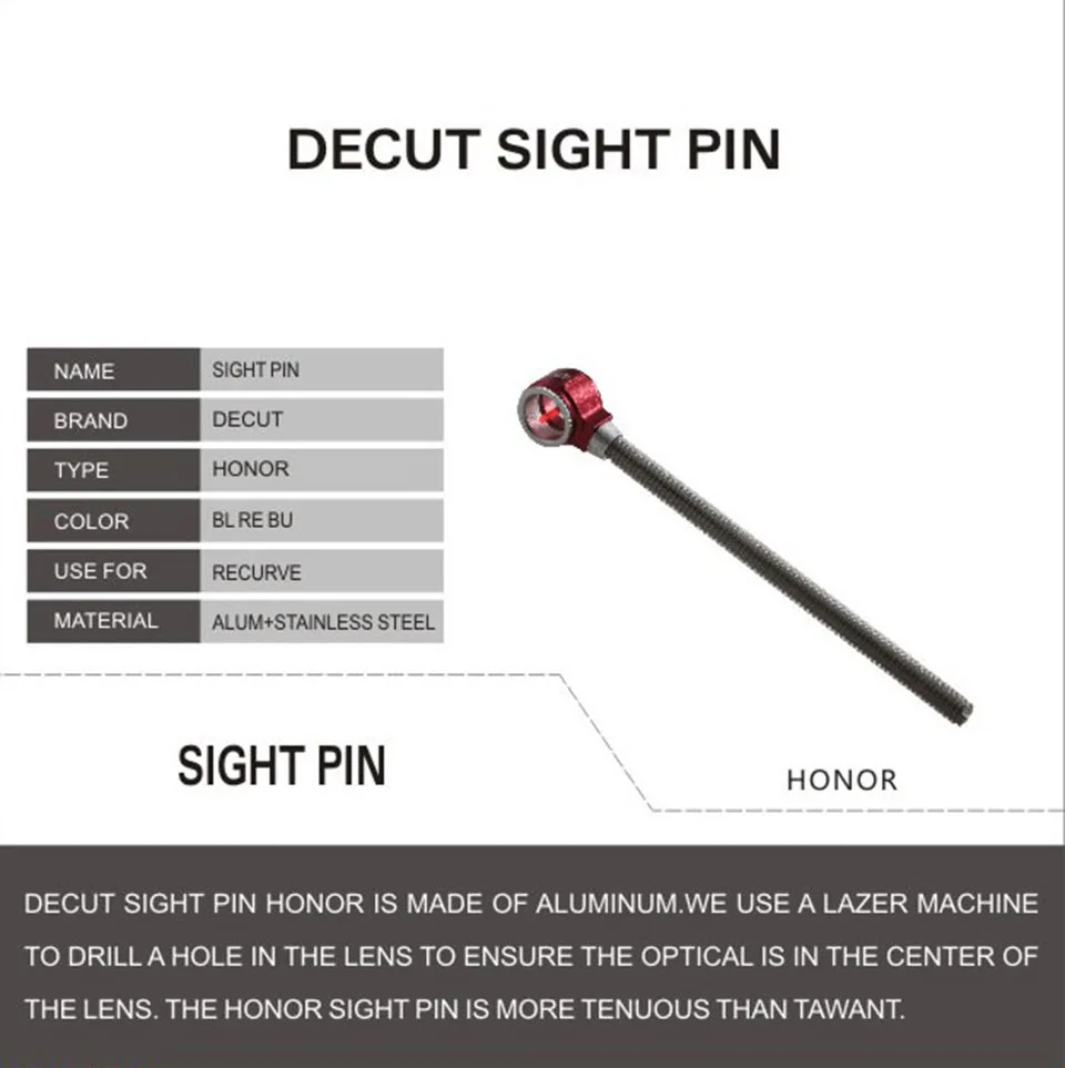 Изогнутый лук-прицел Pin1.0/0 75/0 5 красный оптический волокно алюминий + нержавеющая