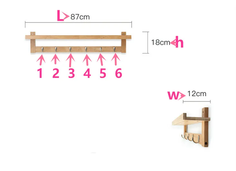Бамбуковый модный простой стеллаж для хранения с крючком настенная полка