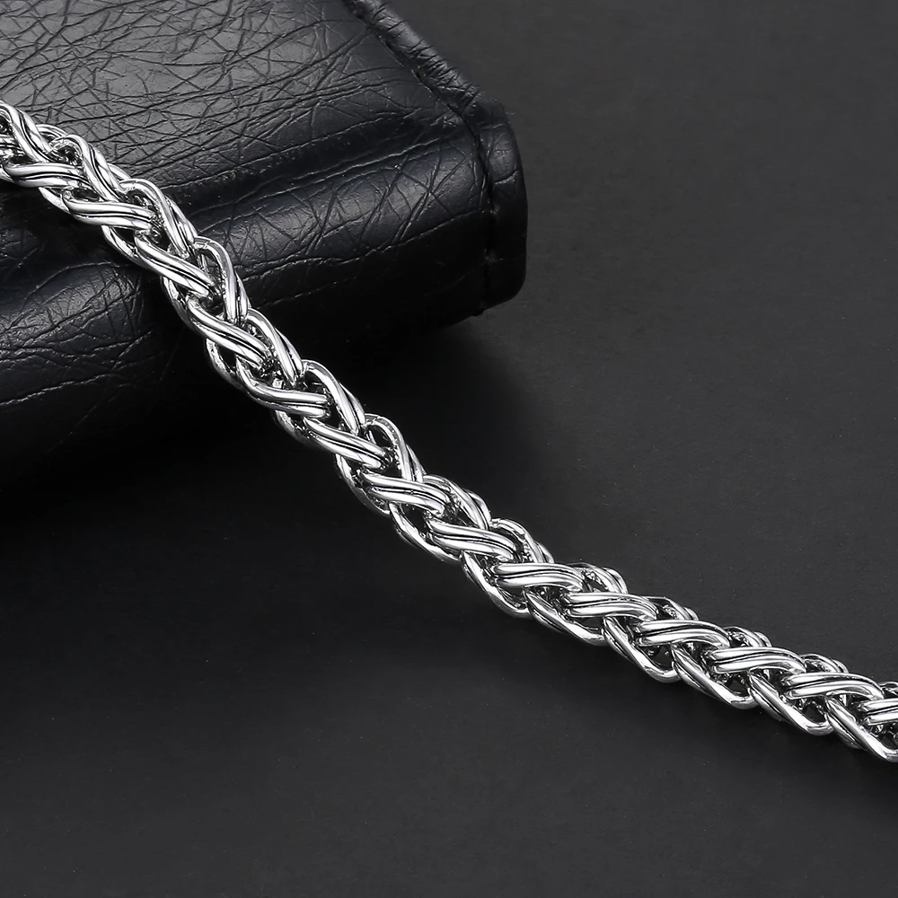 Мужской серебряный браслет Pulseira Masculina серебристый оттенок на цепочке подарочное