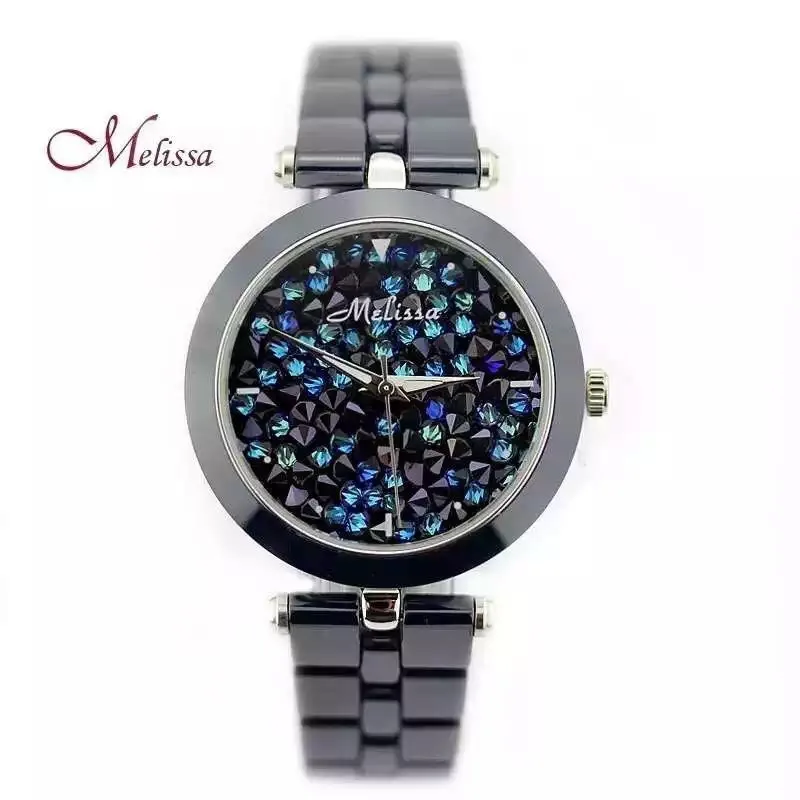 Часы женские керамические с браслетом и кристаллами F8160|montre brand|montre fashionmontre femme |