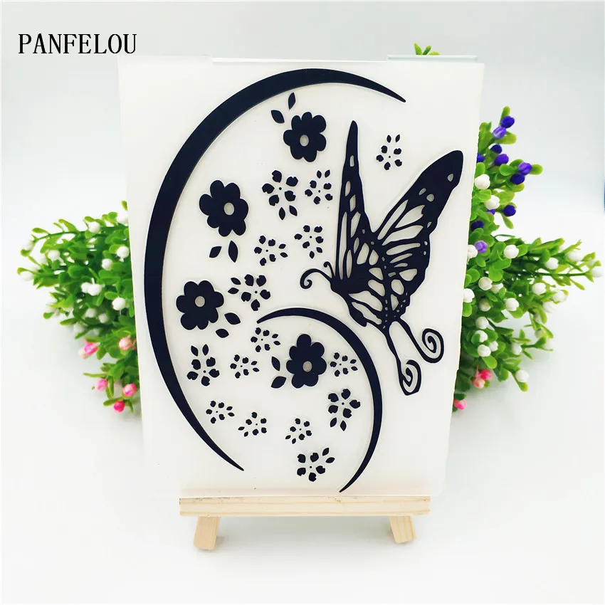 PANFELOU Butterfly Буш папки для тиснения пластика скрапбукинга DIY шаблон помадки торт