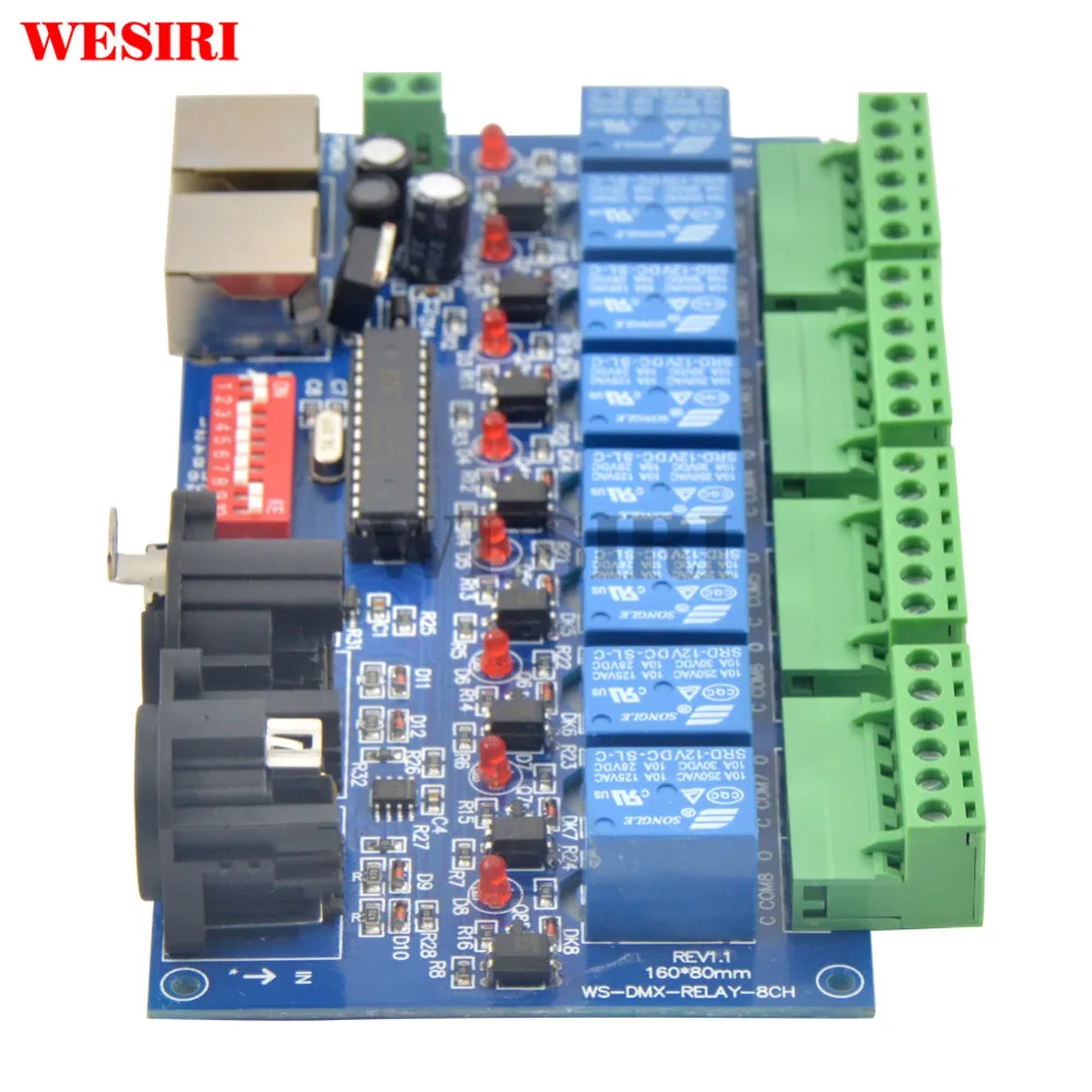 8CH DMX 512 светодиодный контроллер DMX512 диммер 8 каналов переключатель релейный выход