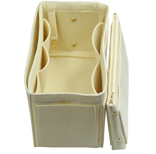 Beige Подходит для изящных мм GM вставки Органайзер Кошелек сумка в Bag-3MM Премиум фетр(ручная работа/20 цветов) w/съемный карман на молнии - Цвет: Beige