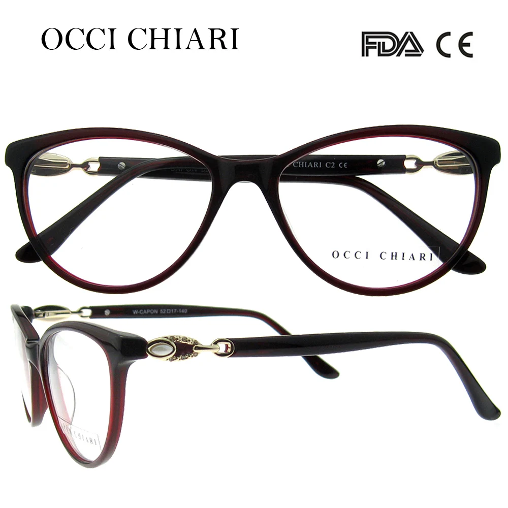 OCCI CHIARI оправа, женские очки,, дизайнерские, модные, ацетат, анти-синий жемчуг, оптические, женские, красные, W-CAPON - Цвет оправы: C2