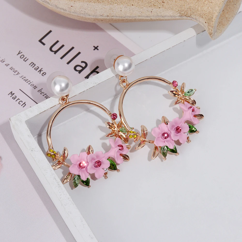 Элегантный корейский цветок со стразами большой круглый круг очаровательные