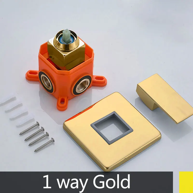 gold 1 way С коробкой с отметкой уровня воды смесительный клапан смеситель для душа горячей и холодной воды, нажмите 1/2/3 Way смеситель для душа с картриджем клапана смесителя - Цвет: gold 1 way