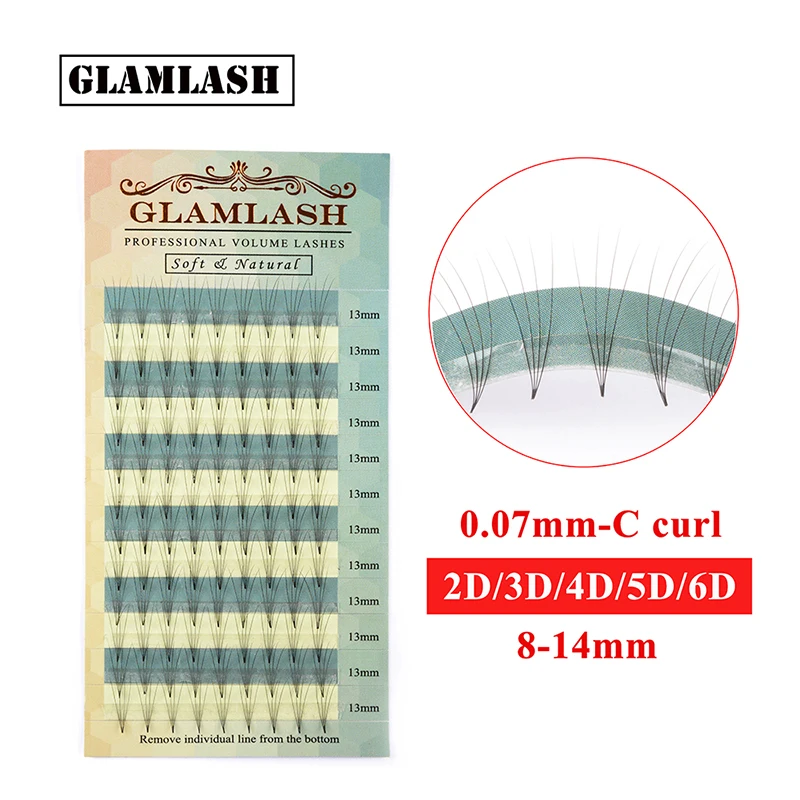 GLAMLASH 12 линий 2d/3d/4d/5d/6d готовые объемные вентиляторы из искусственной норки для