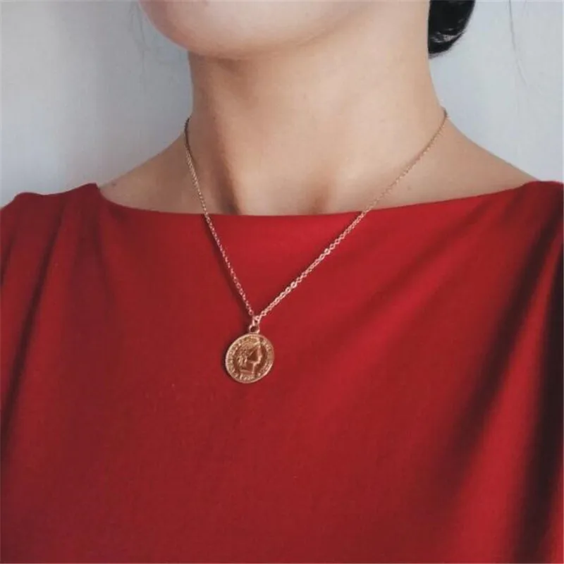 Новинка, модное, золотое, серебряное, цвет, памятная монета, круг, колье, ожерелье для женщин, богемное, многослойное, Дамское ожерелье, ювелирные изделия