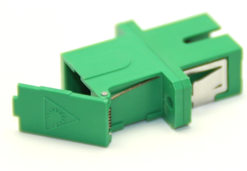 500pcs SC APC UPC Adapter with shutter ftth sc Fiber Optic coupler green SM connector with open dust shutter Avoid Laser ELINK