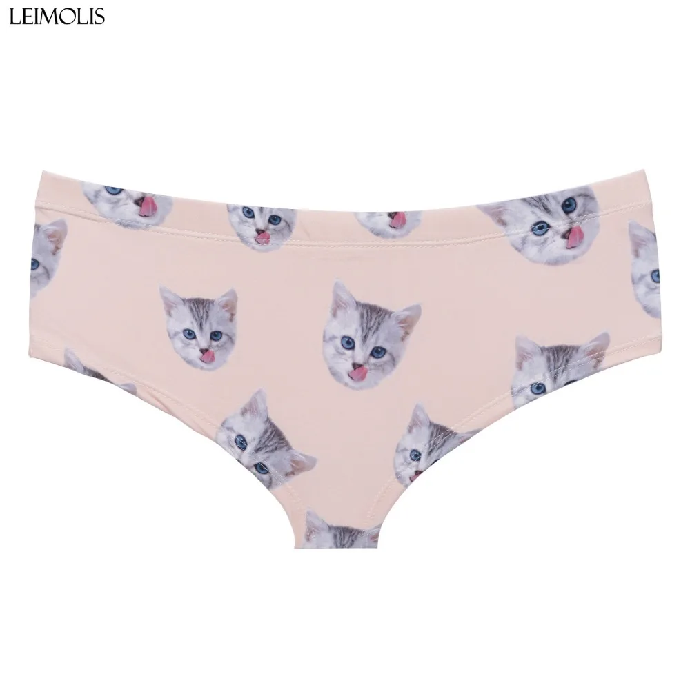 Женские трусики с буквенным принтом LEIMOLIS розовые забавным в виде кошек