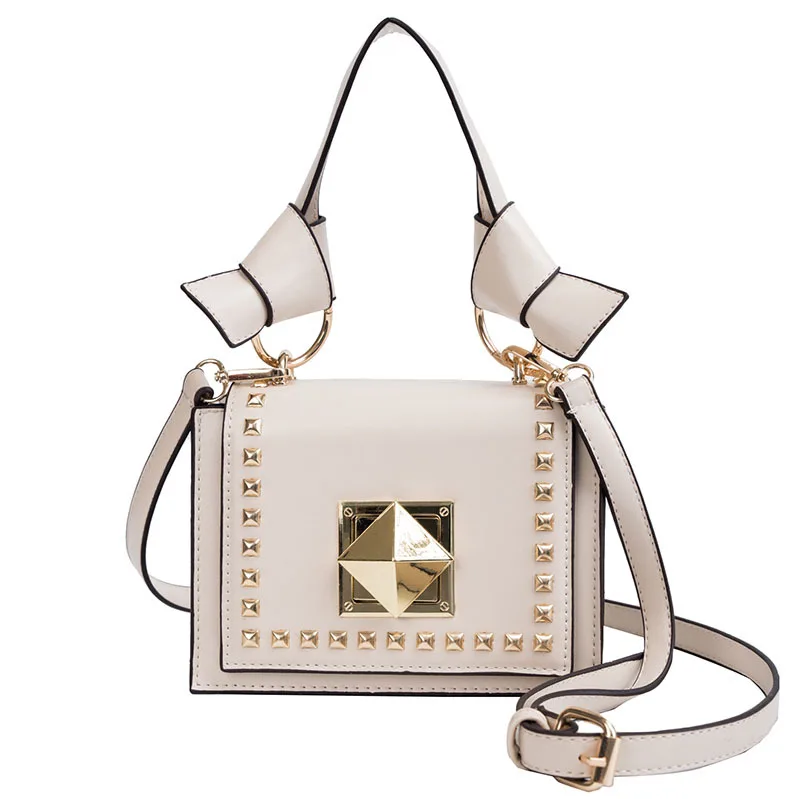 2019 New High Quality Rivet Small Square Bag Korean Version Pu Leather Contrast Color Slung Shoulder Crossbody | Багаж и сумки