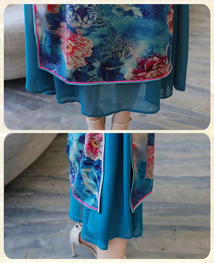 Летнее женское платье с цветочным принтом Ao Dai Cheongsam размера плюс S-4XL |