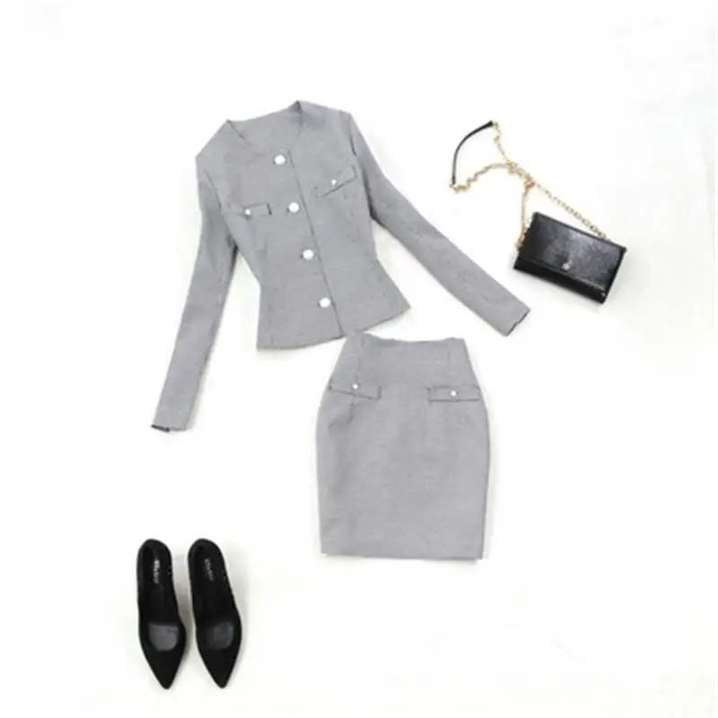 Женский клетчатый костюм с юбкой комплект из двух предметов приталенный жакет и