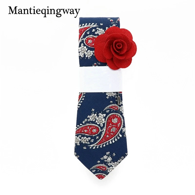 005 Мужские хлопковые Галстуки Mantieqingway, 19 цветов, с цветочным принтом, тонкий галстук Gravatas Corbatas, Модный свадебный деловой галстук, галстуки - Цвет: 005