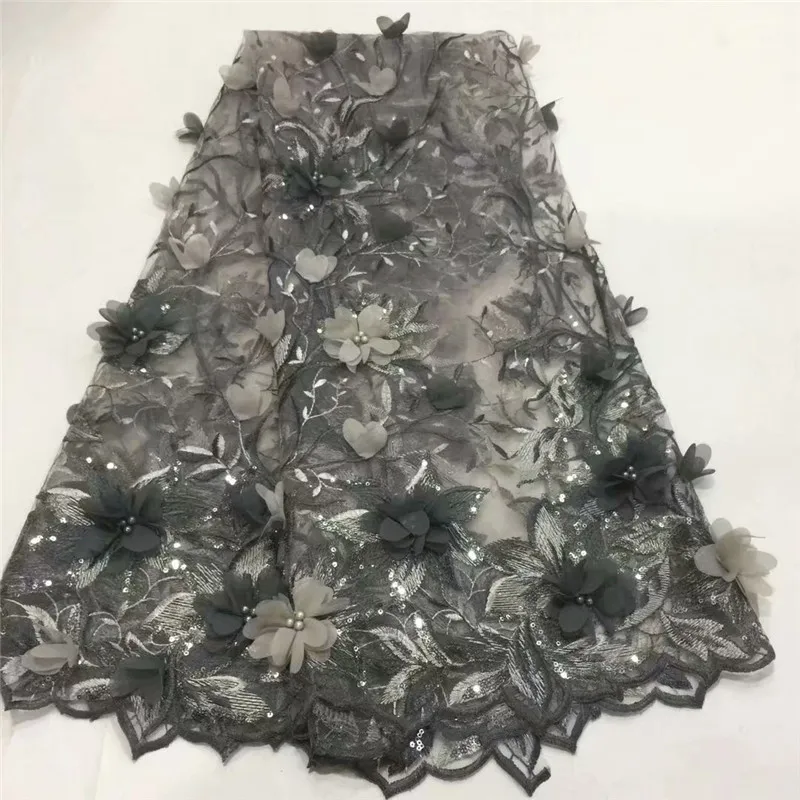 African 3D Lace Fabric 2018 High Quality Material Embroidery Nigerian With Sequins French A1194-1 | Дом и сад