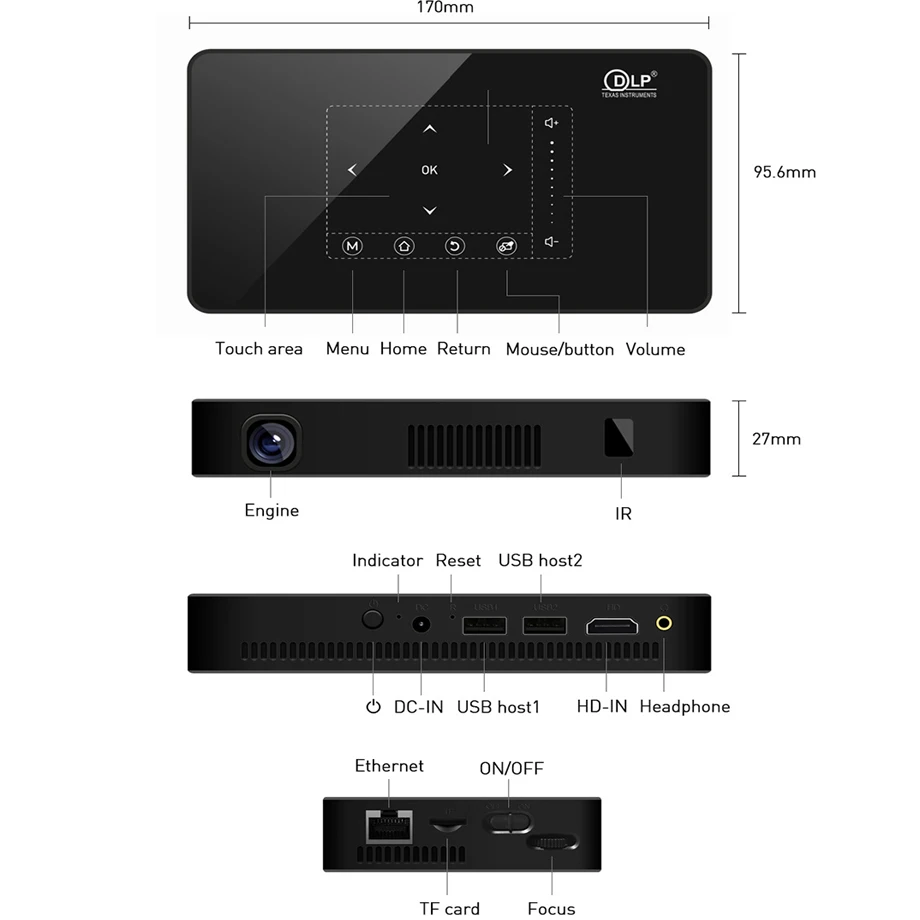 Smartldea P10 мини интеллектуальный проектор DLP мобильный android wifi Проектор bluetooth 4K Встроенный аккумулятор сенсорные клавиши Airplay Miracast DLNA