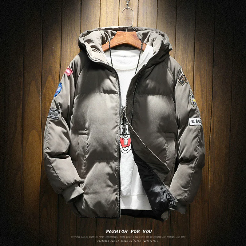 Army green Зимняя мужская куртка, Модное теплое пальто, верхняя одежда с хлопковой подкладкой, мужские куртки, Брендовые куртки с капюшоном и воротником, тонкая одежда, толстые парки, M-5XL - Цвет: Army green