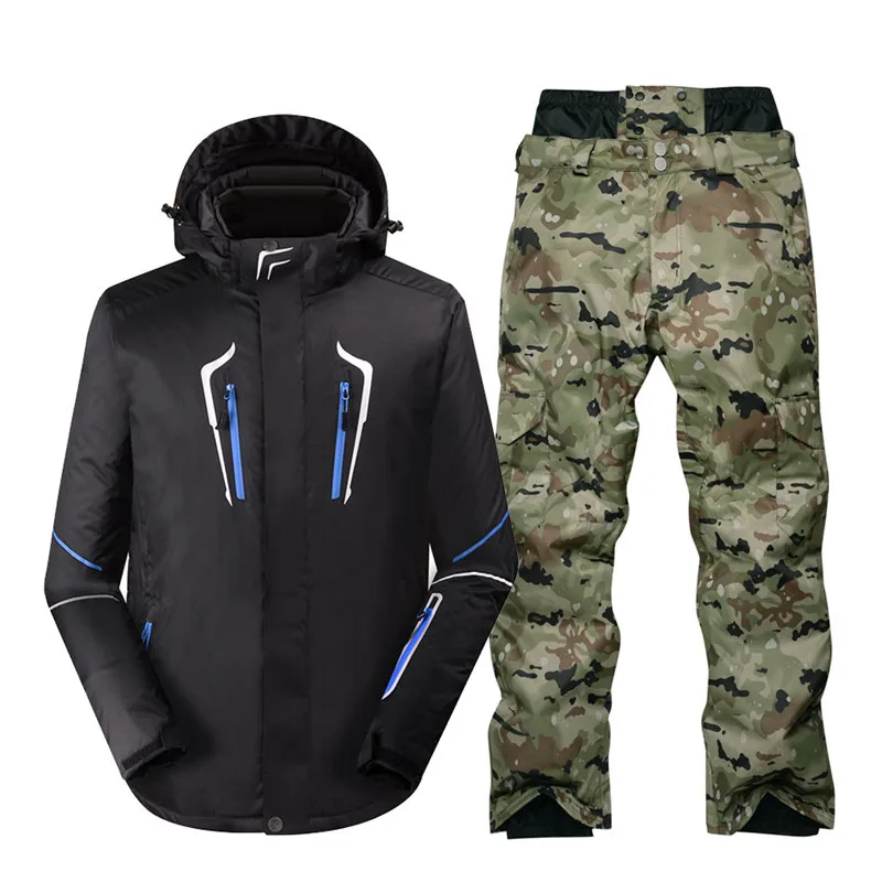 Новый лыжный костюм Мужская зимняя ветрозащитная теплая 30 градусов Спортивная