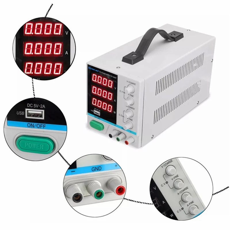 

New LW PS-3010DF laboratory DC power supply 30V10A high precision4-digit LED display USB charging repair switching power supply