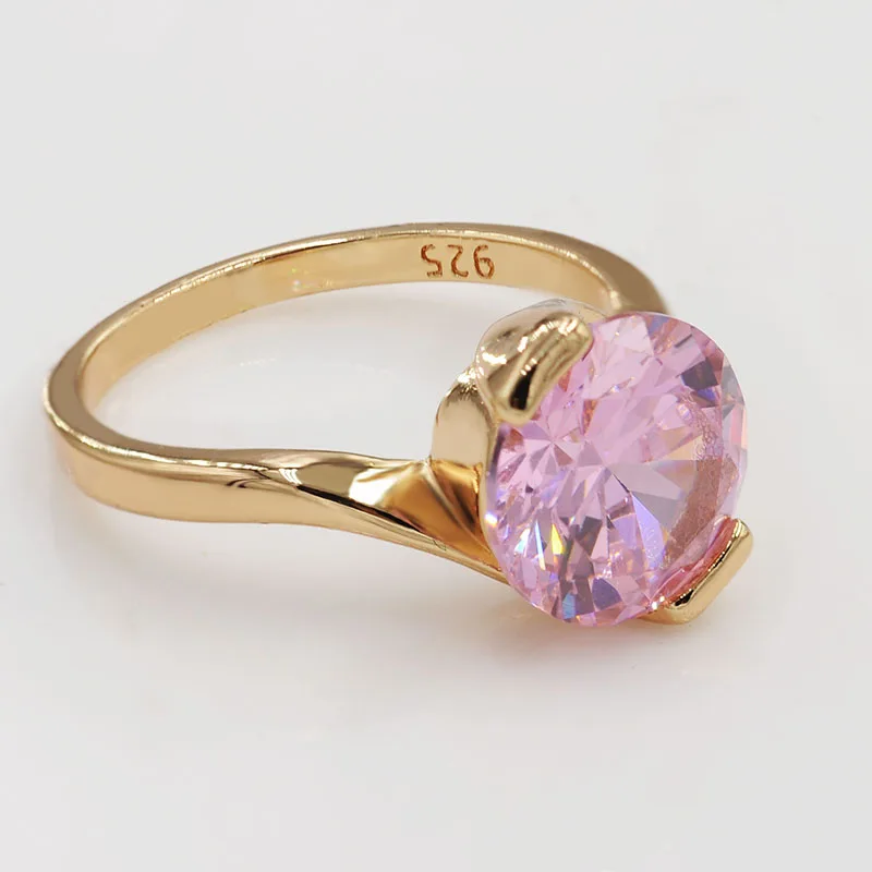 MGFam одинарное розовое кольцо для милой женщины CZ 18 k G P золотой цвет горячие