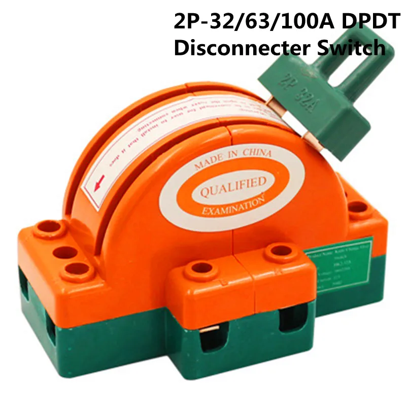 Двухполюсный двухдисковый нож DPDT 63a Отсоединяемый Переключатель 220 В/380