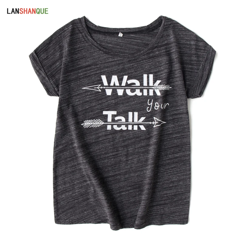 Женская футболка с короткими рукавами Walk your Talk повседневная забавным принтом для