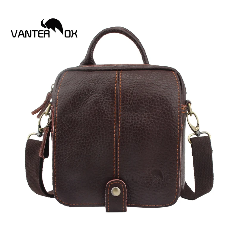 Коричневый VANTER OX сумки-почтальонки из натуральной кожи сумки мужские модные деловые сумки через плечо Мужские Винтажные повседневные сумки на плечо - Цвет: Коричневый
