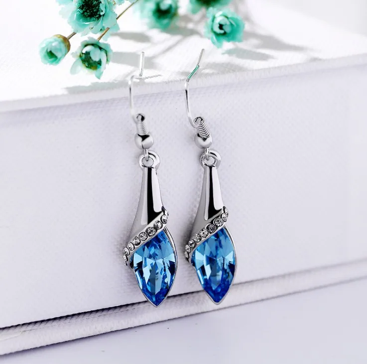 Женские серьги капельки из серебра 2020 пробы с кристаллами|crystal earrings|crystal earrings