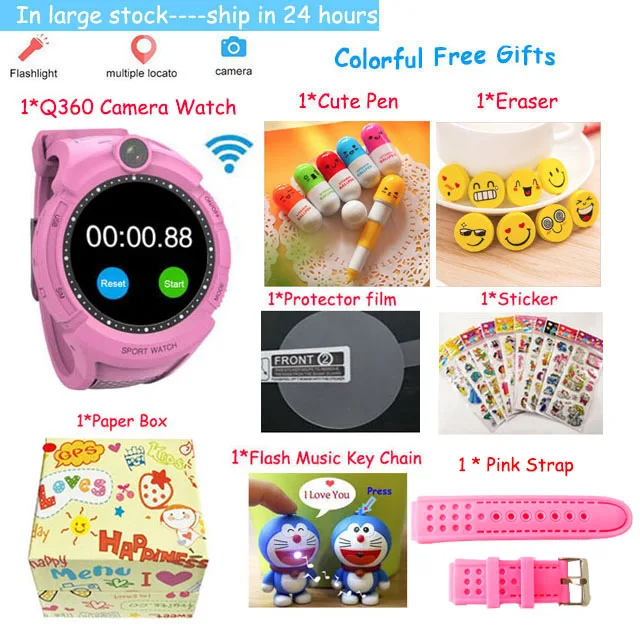 pink package 3 Q360 Детские умные часы телефон с камерой wifi gps расположение сенсорный экран Детские умные часы SOS Вызов трекер Детские pk q90 Q528 - Цвет: pink package 3