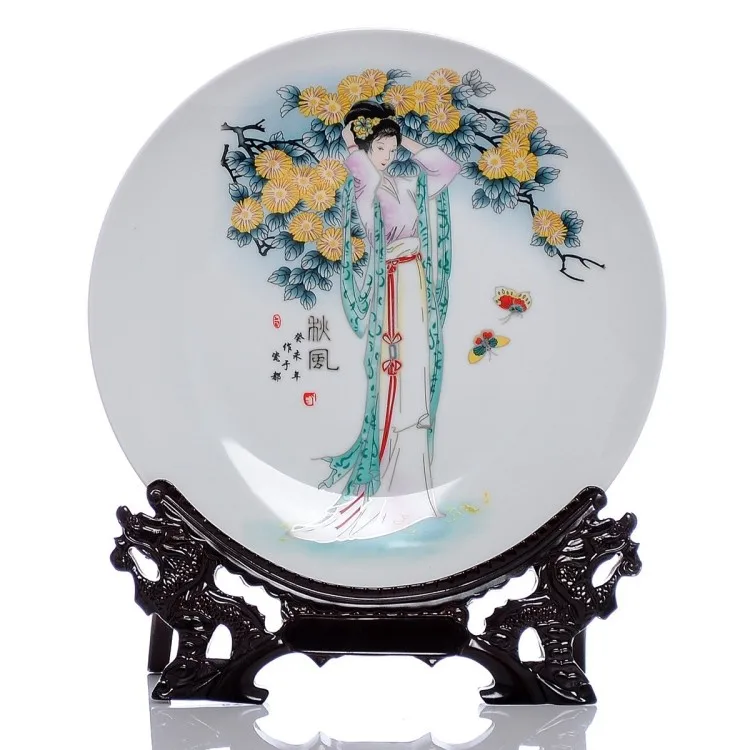 BEST business birthday present -handicraft Vintage CHINESE girl porcelain home OFFICE Decor art  plate Decoration