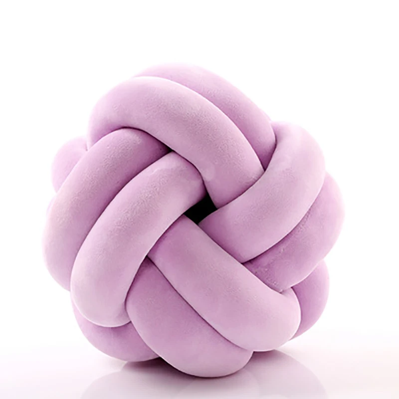 Теплая подушка в нордическом стиле с бархатным шаром одноцветная детский