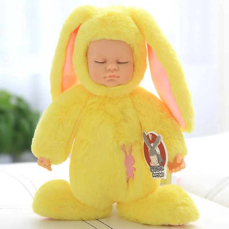 yellow rabbit Kawaii спящие детские куклы, мягкие ПВХ плюшевые игрушки, высокое качество, Bjd bebe кукла, детские игрушки для девочек, подарок на день рождения, Рождество - Цвет: yellow rabbit