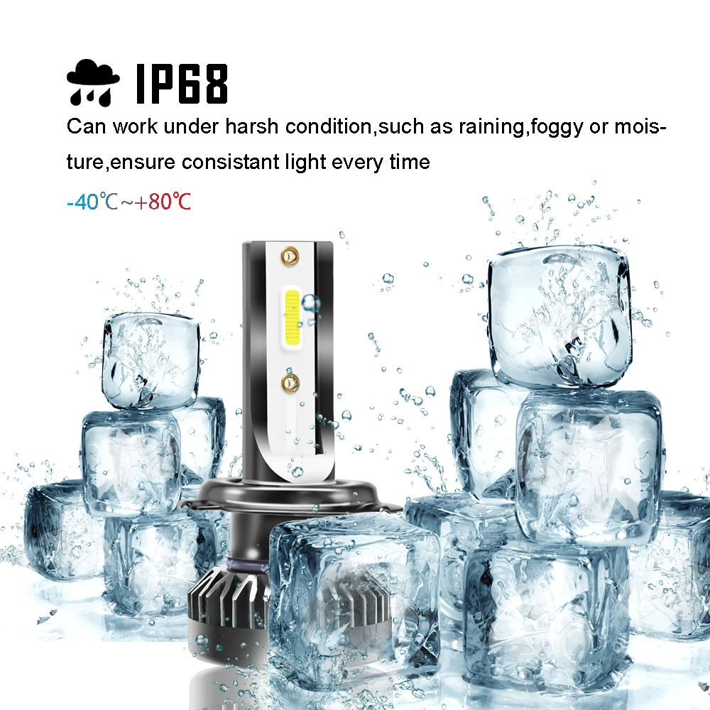 Светодиодный комплект для передних фар 2 шт. H7 H4 H1 9005 9006 HB3 HB4 COB чип 8000LM H8 H9 H11 9012