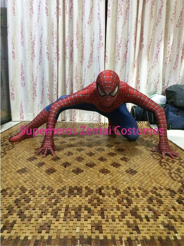Высокое качество, костюм Raimi Человека-паука, 3D принт, фильм, Хэллоуин, косплей, костюм Человека-паука, супергероя, костюм со спайди линзами