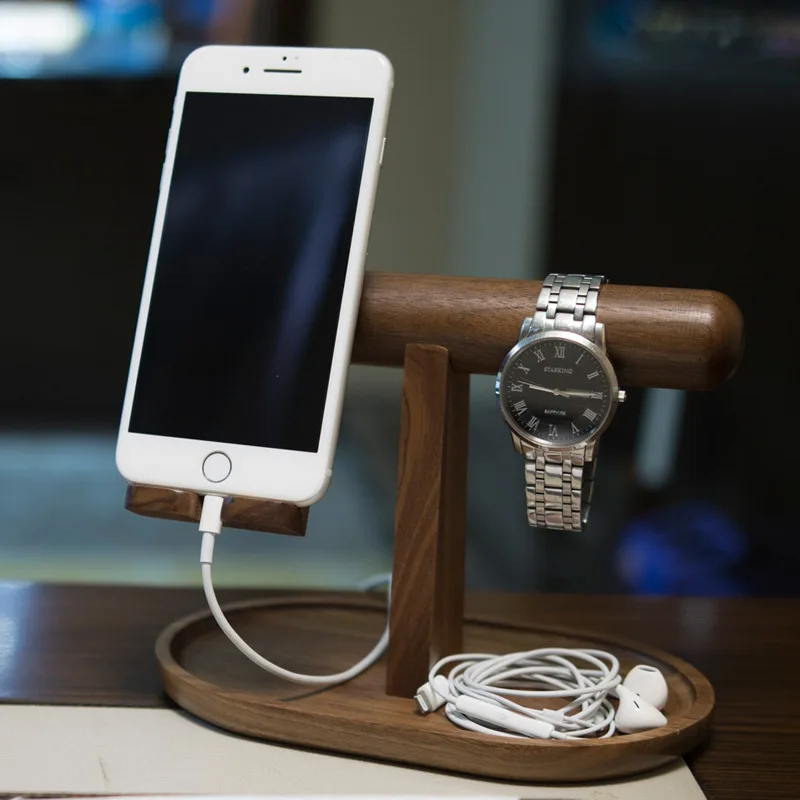 Деревянная зарядная станция для Iphone Ipad samsung и других смартфонов с держателем