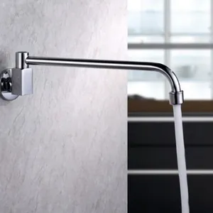 Хромированный одиночный холодный латунный настенный кухонный кран с 25 см длинной вращающейся трубкой кухонный кран
