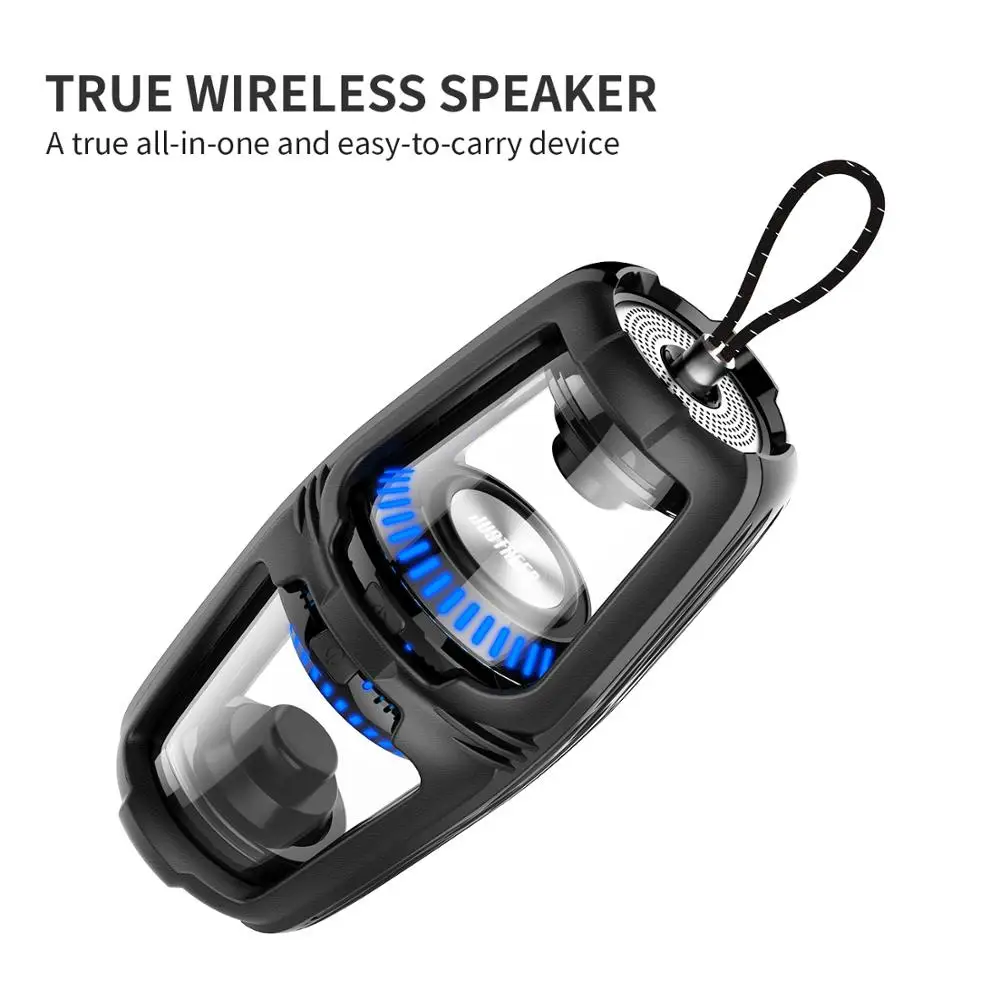 JUSTNEED True Беспроводные водонепроницаемые Bluetooth колонки с громким чистым стерео звуком синий светодиодный светильник для дома и наружного использования