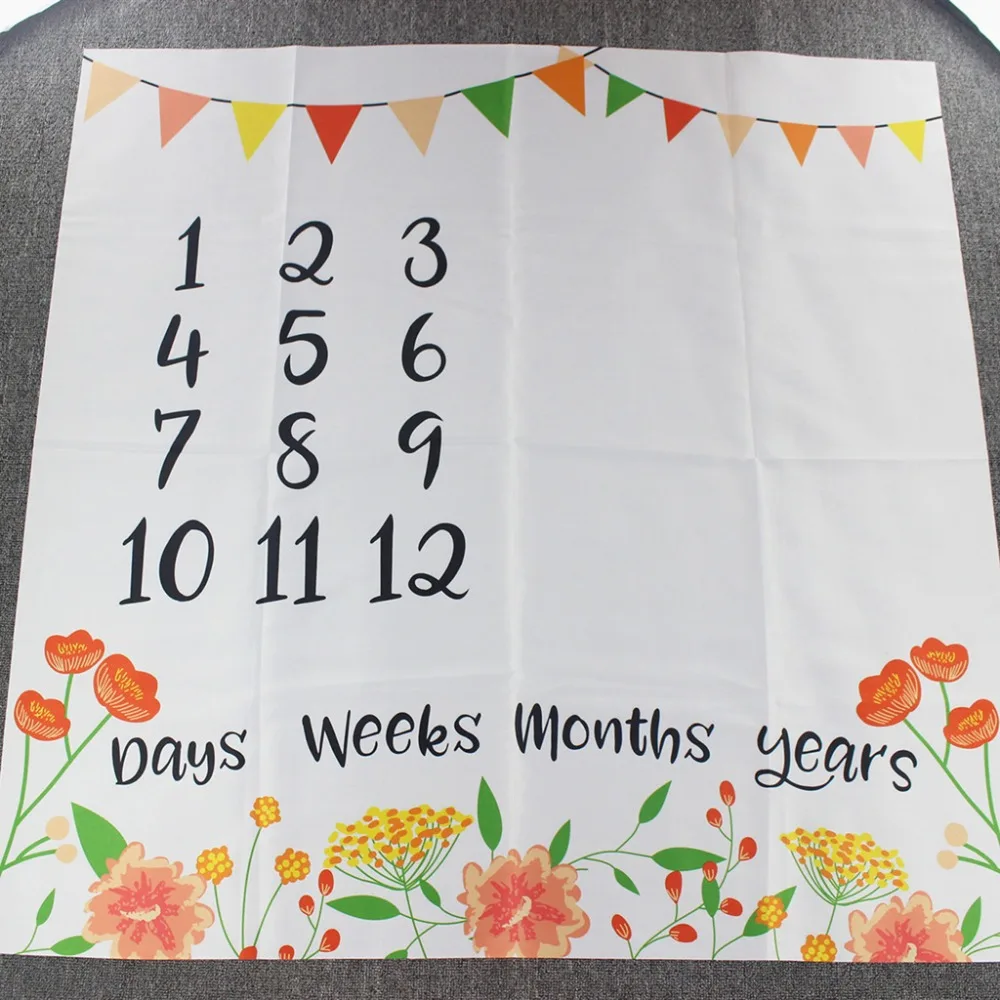 Тканевый фон для фотосъемки новорожденных детей с номером цветка|Одеяла и